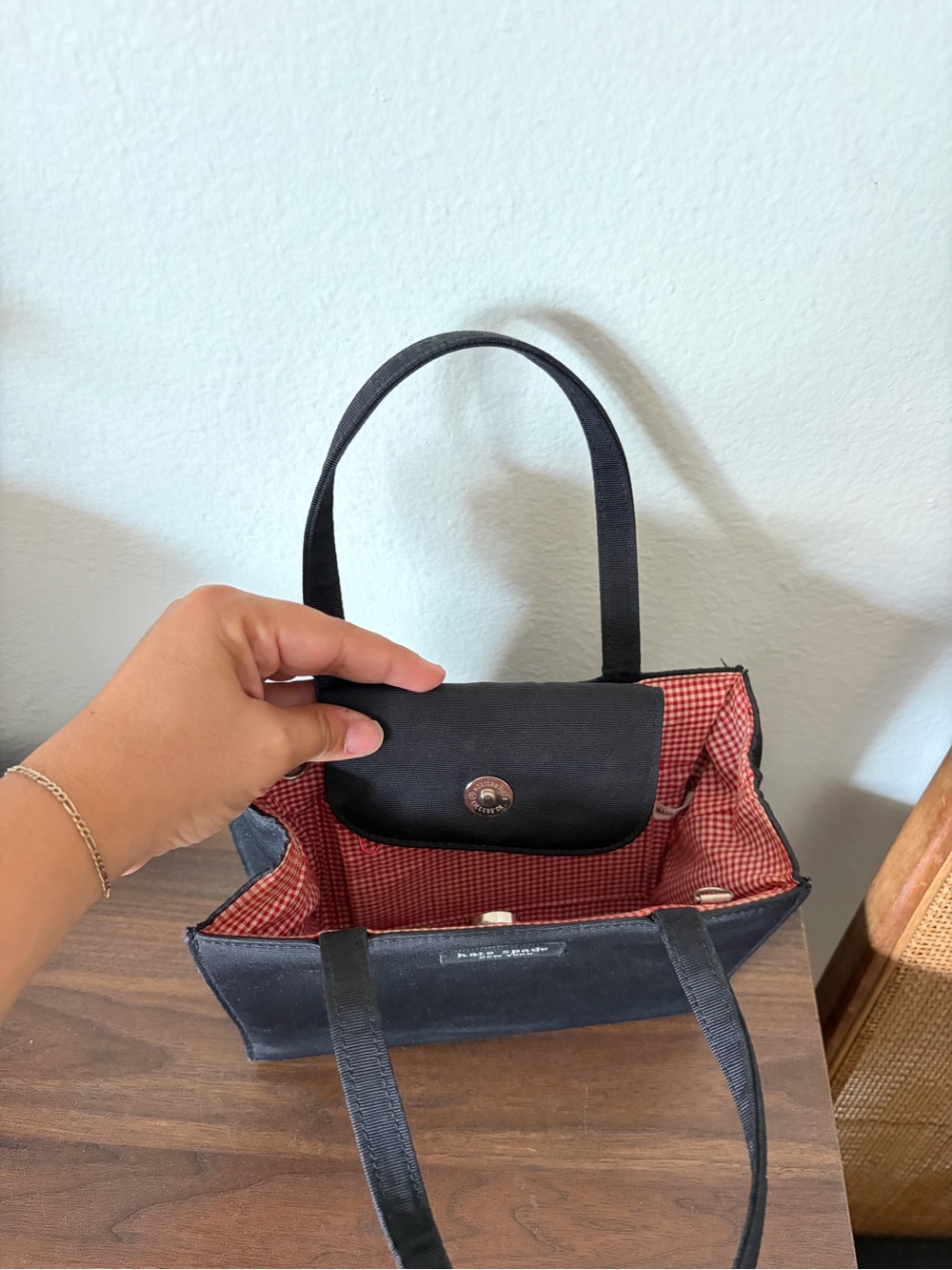 kate spade Black Canvas Tote with Red Accent Interior - Picture 4 of 6